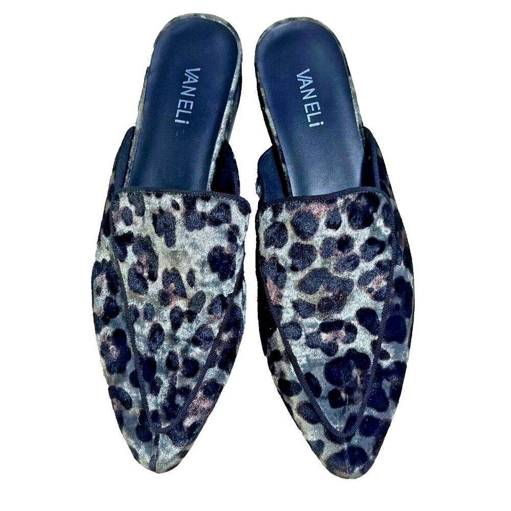 Vaneli Leopard Print Mules - Black and Brown